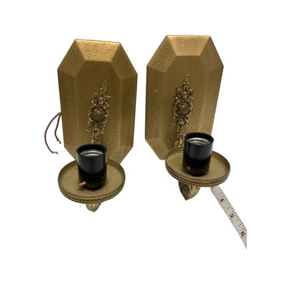 Vintage MCM Hollywood Regency Pair of Cylinder Wall Sconces - Picture 9 of 14